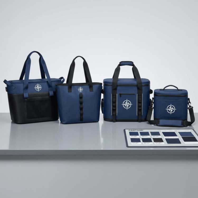 customized cooler tote bags in one brand color with matching printed logo and color swatch customized cooler tote bags in one brand color with matching printed logo and color swatch